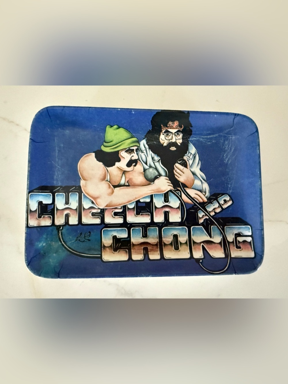 Rare Cheech & Chong Vintage 1982 Mini Tray C&C Brown Productions Blue